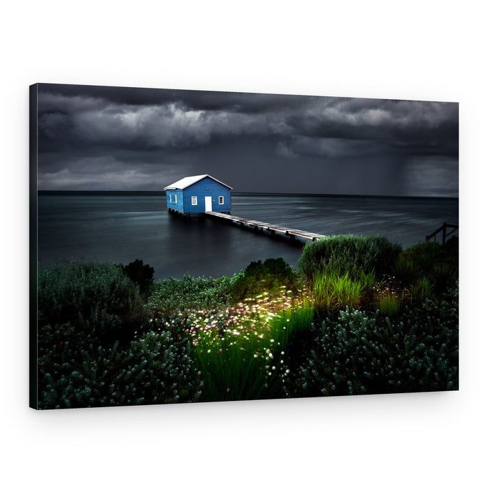 Moody Blue Boathouse – Canvas Print