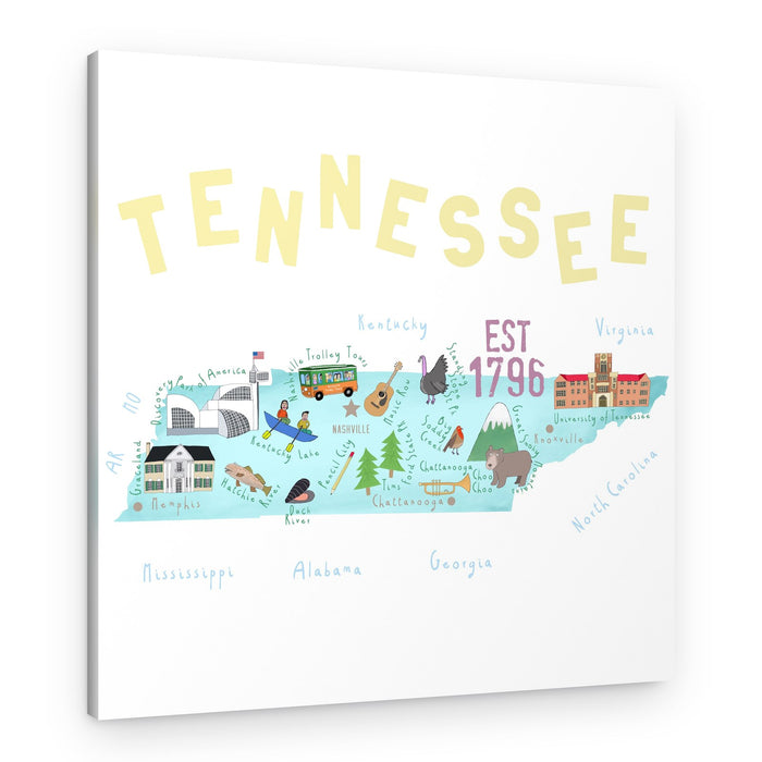 Tennessee State Icons Map – Canvas Print