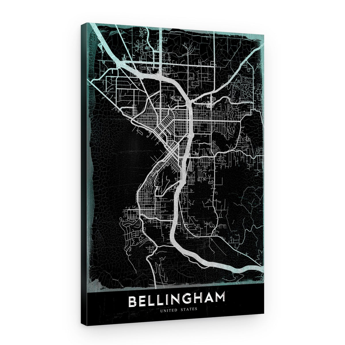 Bellingham Dark Map – Canvas Print