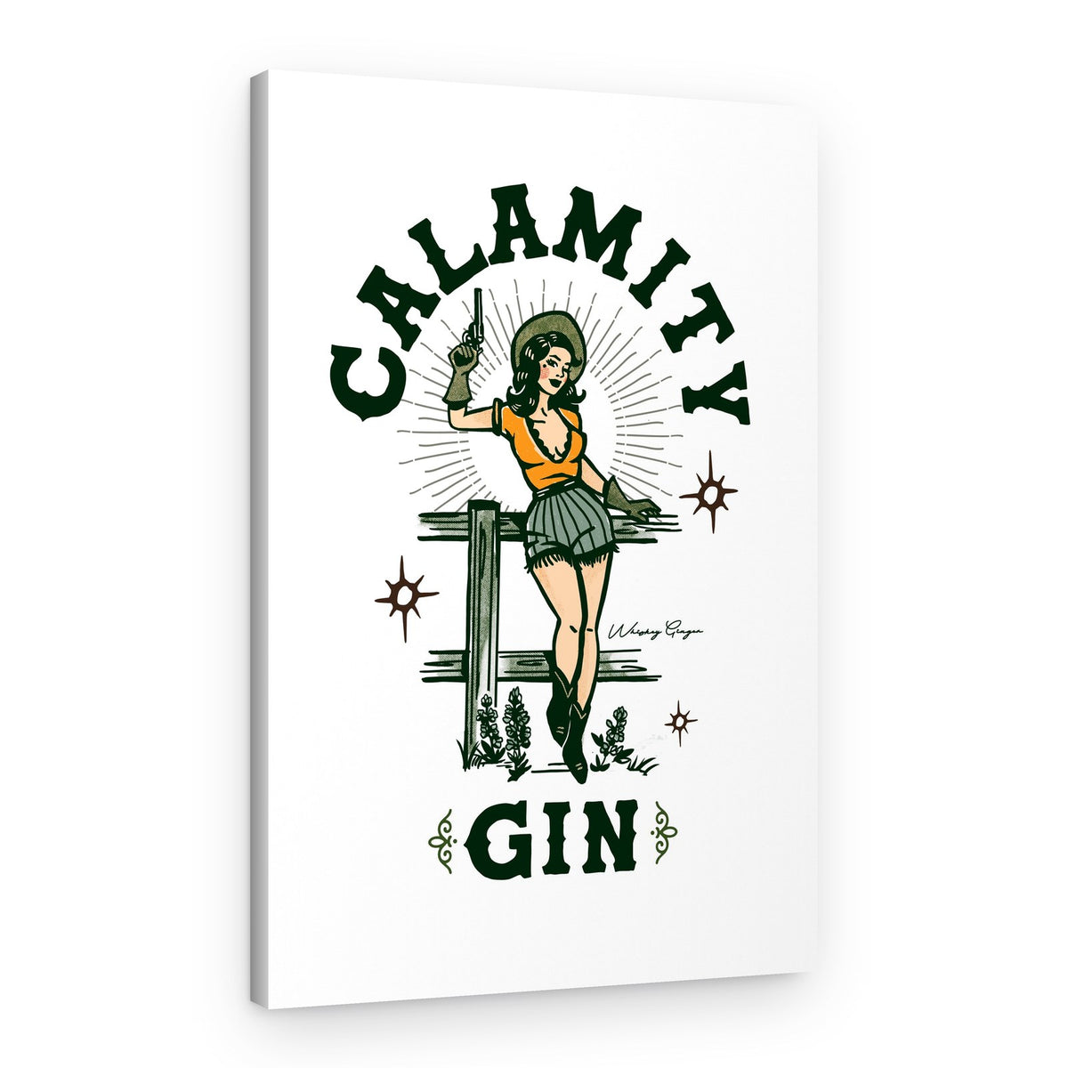 Calamity Gin Funny Retro Western Cowgirl Art – Canvas Print