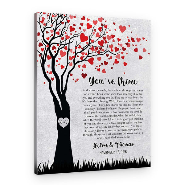 Song Lyrics Love Tree Custom 25th Anniversary Canvas Print