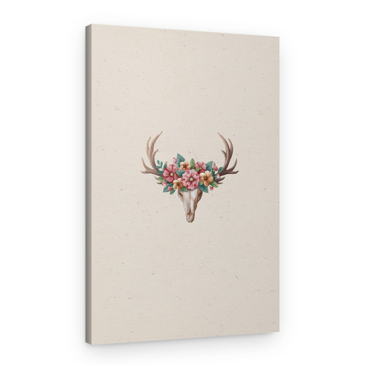 Floral Deer Skull – Canvas Print