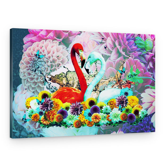 Vibrant Flamingo Garden – Canvas Print