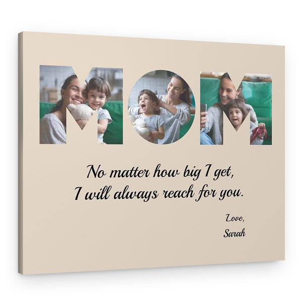 MOM Custom 3 Photos With Quote Canvas Print