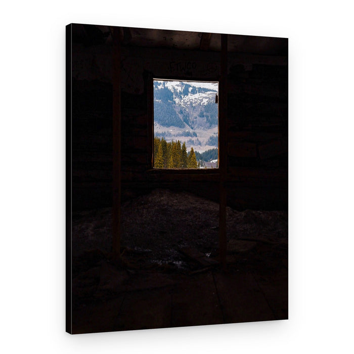 Winter Mountain Window View – Canvas Print