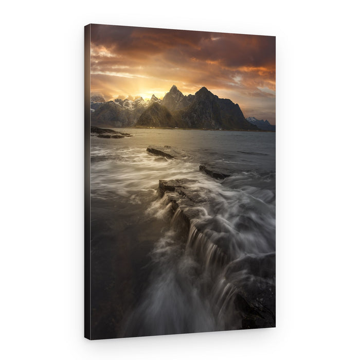 Golden Hour Fjord Landscape – Canvas Print