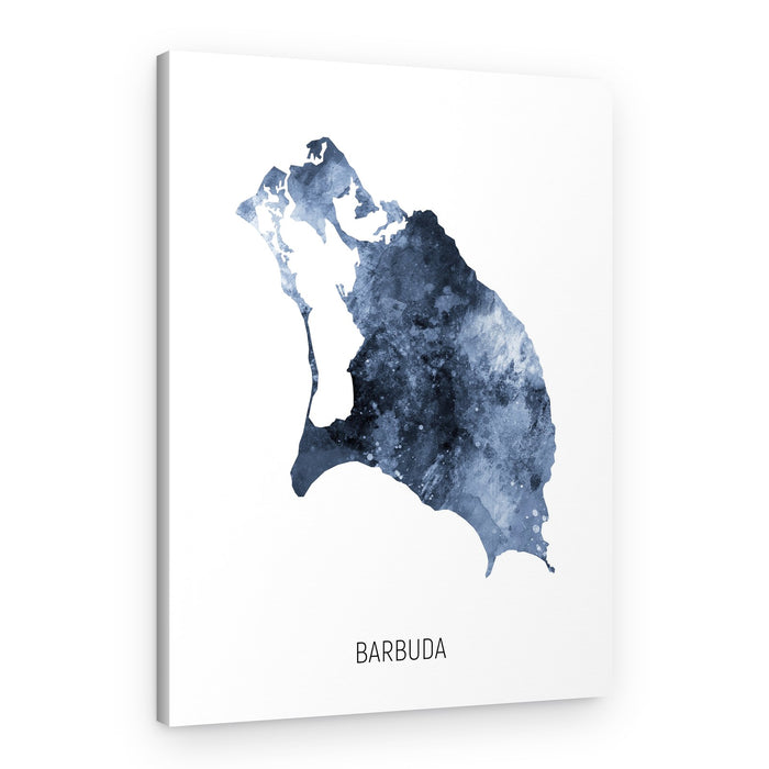 Barbuda Watercolor Map – Canvas Print