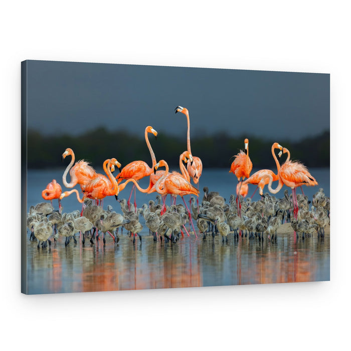 Flamingo Family Heart – Canvas Print