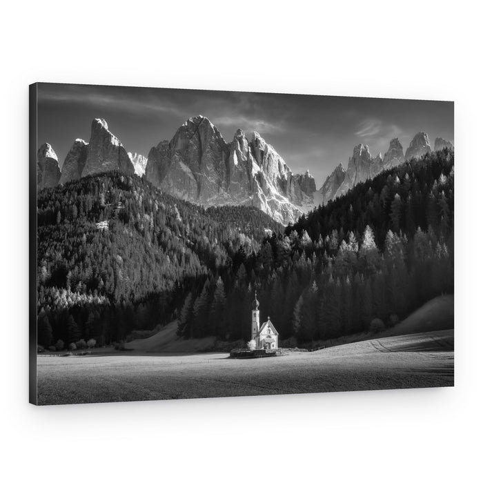 Serene Mountain Chapel – Canvas Print