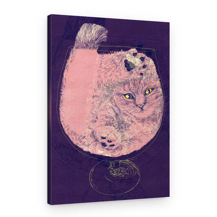 Fluffy Cat In Glass – Canvas Print