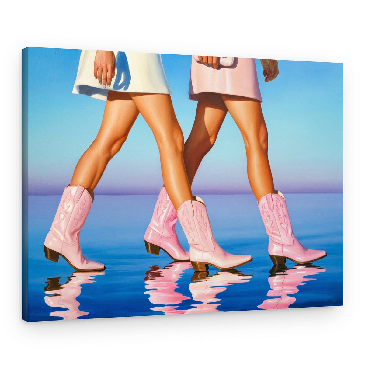 Pink Cowboy Boots Stroll – Canvas Print