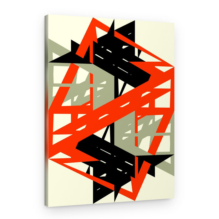 Red Black Geometric Lines – Canvas Print