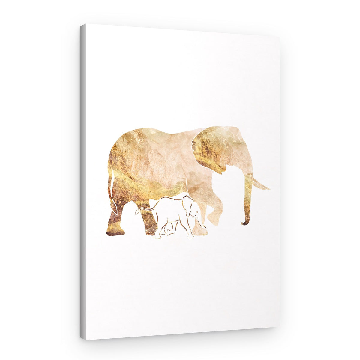 Golden Elephant Family – Canvas Print