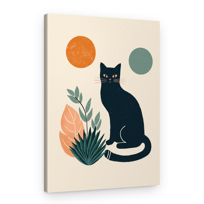 Black Cat Boho Botanicals – Canvas Print