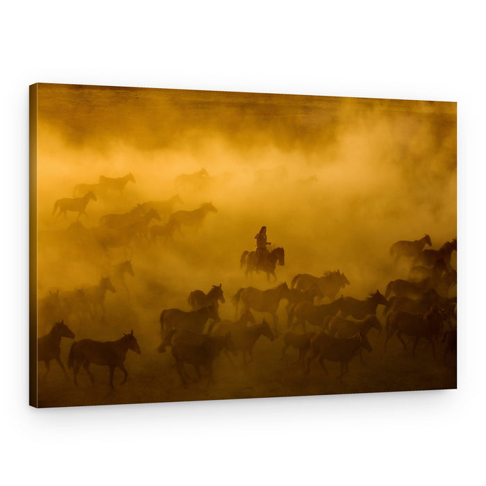 Golden Horses Running – Canvas Print