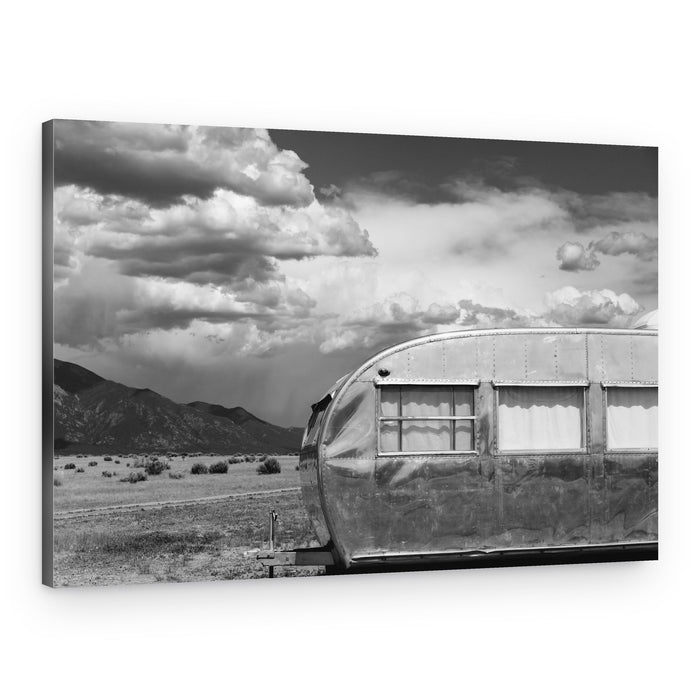 Vintage Camper Stormy Sky – Canvas Print