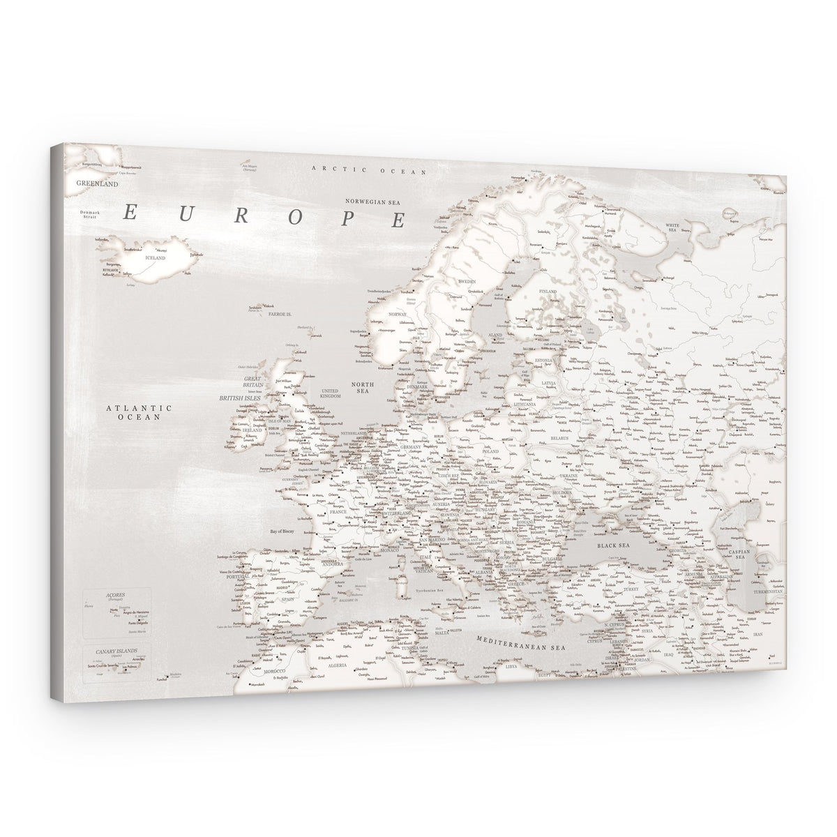 Detailed European Map – Canvas Print