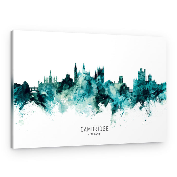 Teal Cambridge Skyline – Canvas Print