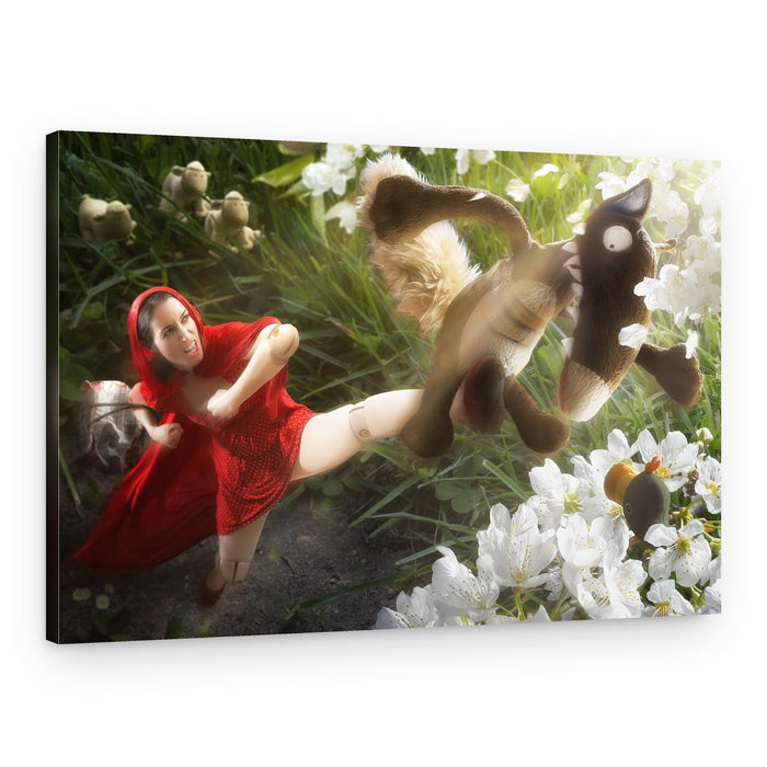Little Red Kicks Wolf – Canvas Print