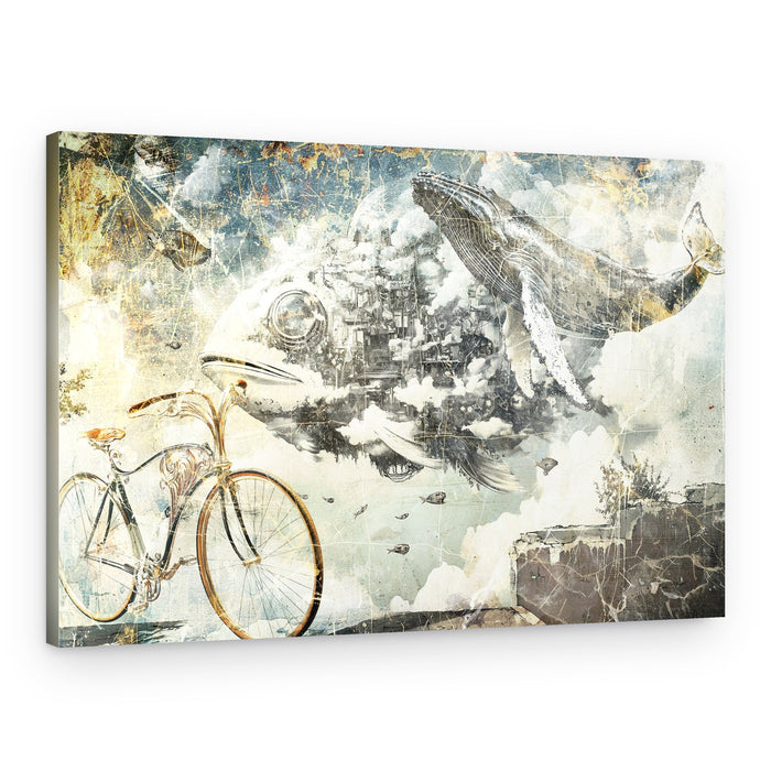Whale Fish City Dream – Canvas Print