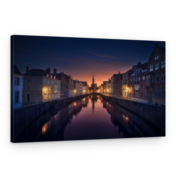 Twilight City Canal – Canvas Print