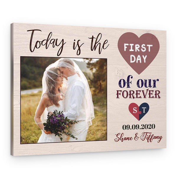 “The First Day of Our Forever” Custom Photo Canvas Print