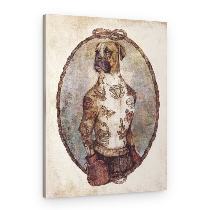 Tattooed Boxer Pup – Canvas Print