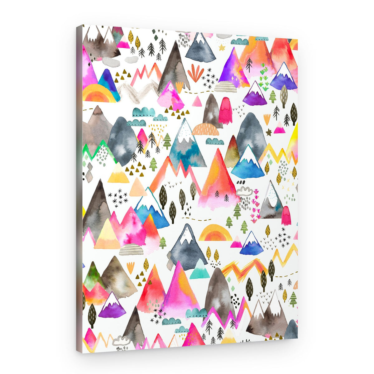 Whimsical Watercolor Mountains – Canvas Print