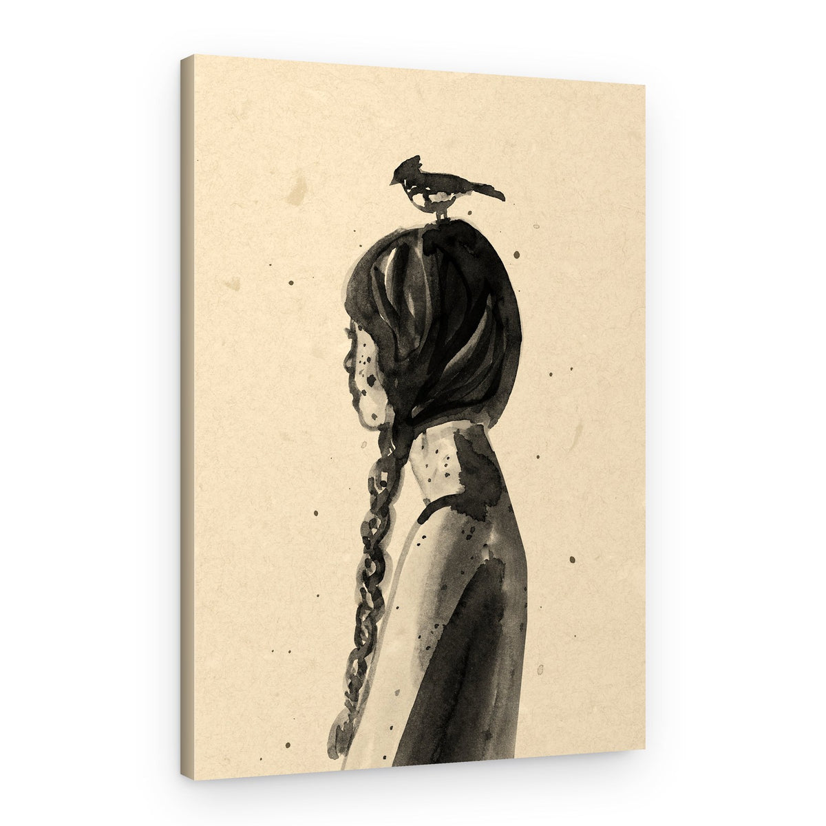 Girl with Bird – Canvas Print