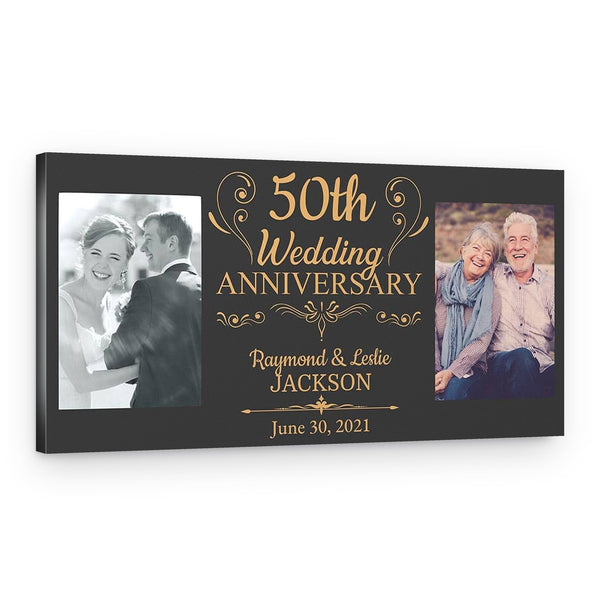 50th Wedding Anniversary Custom 2 Photo Canvas Print
