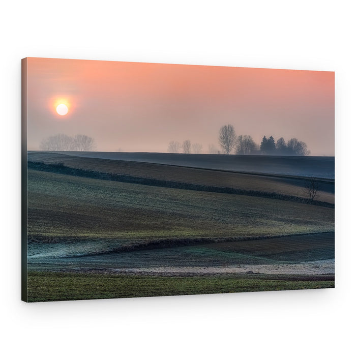Misty Morning Fields – Canvas Print