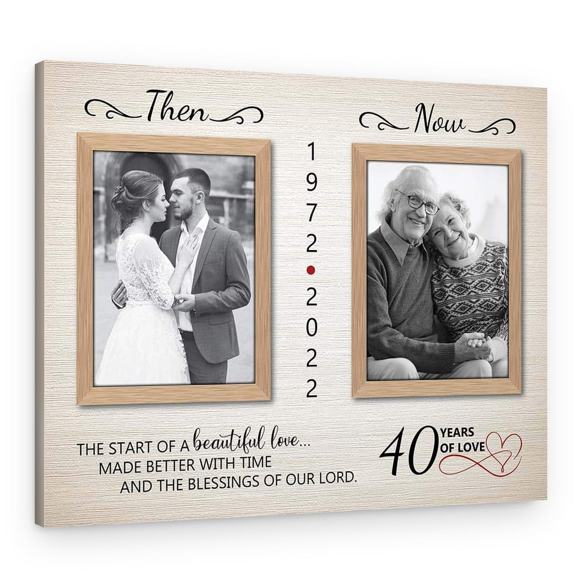 Then and Now 40th Wedding Anniversary Custom Photo Canvas Print – Canvas Print