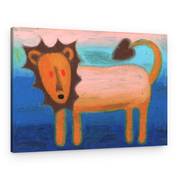 Whimsical Blue Lion – Canvas Print