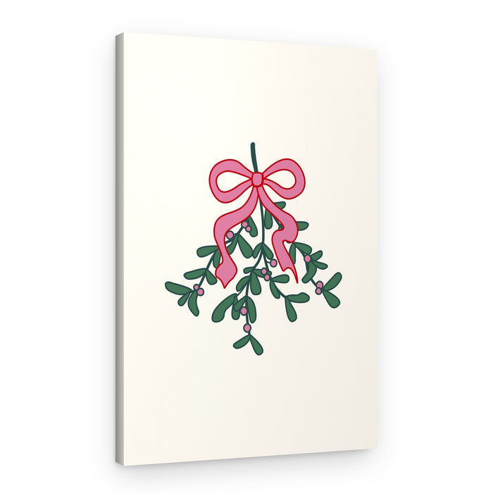 Festive Mistletoe Bow – Canvas Print