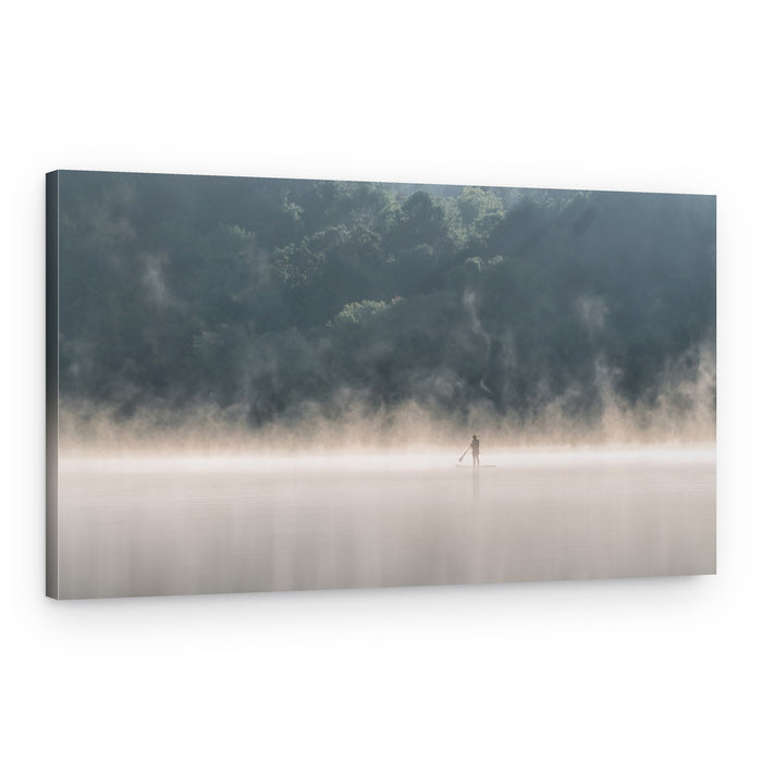 Misty Morning Paddle – Canvas Print