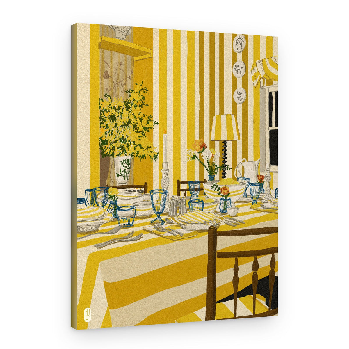 Sunny Striped Dining Room – Canvas Print