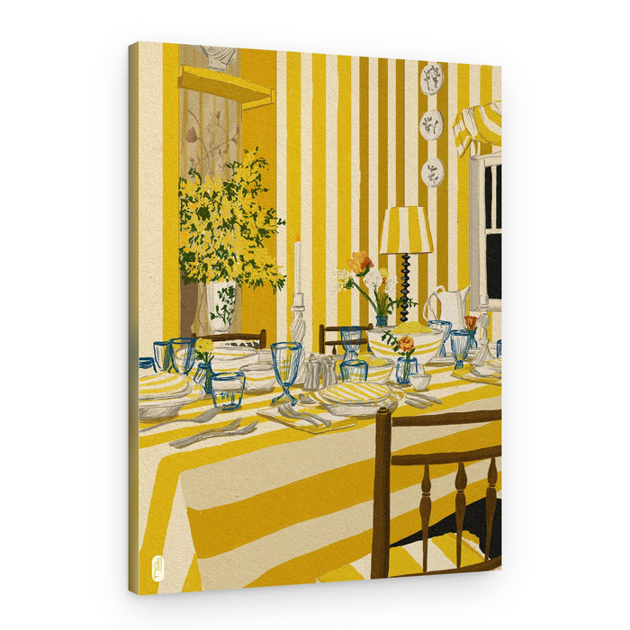 Sunny Striped Dining Room – Canvas Print
