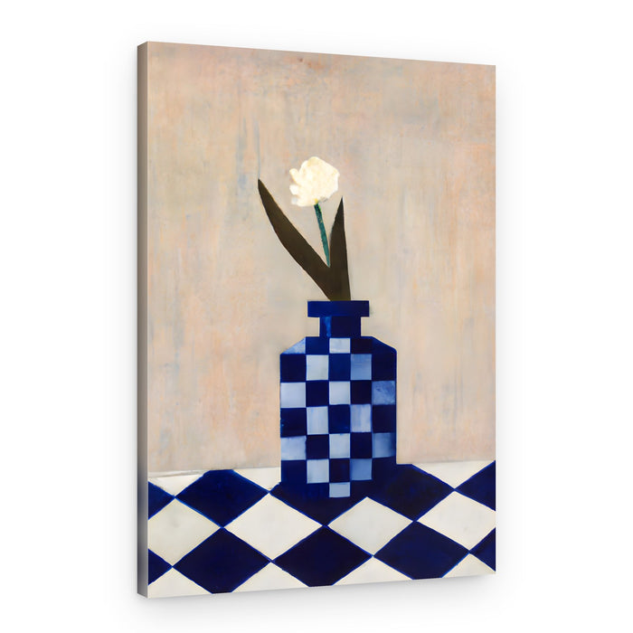 White Flower Blue Vase – Canvas Print