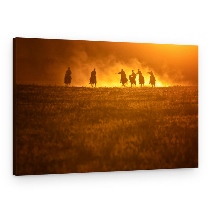 Western Riders Golden Hour – Canvas Print