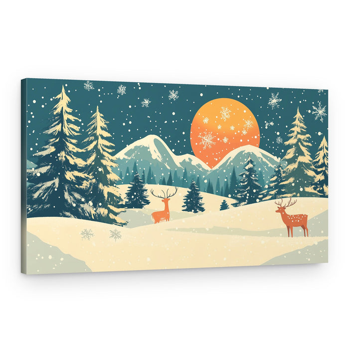 Moonlit Winter Deer – Canvas Print