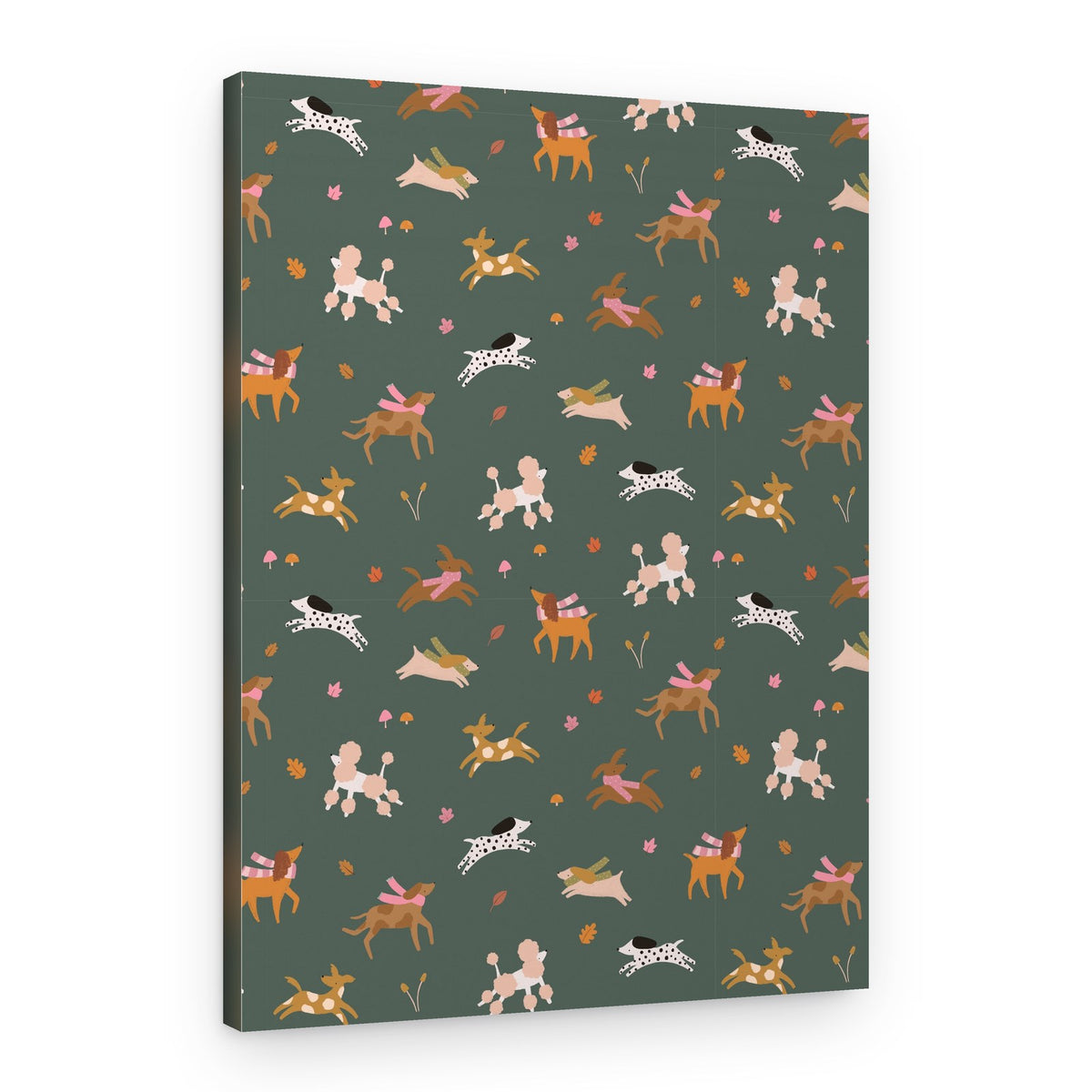 Playful Autumn Dogs – Canvas Print
