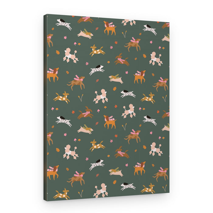 Playful Autumn Dogs – Canvas Print