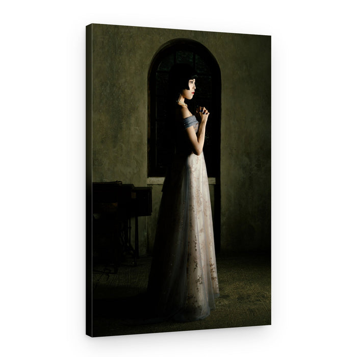 Pensive Woman In Gown – Canvas Print