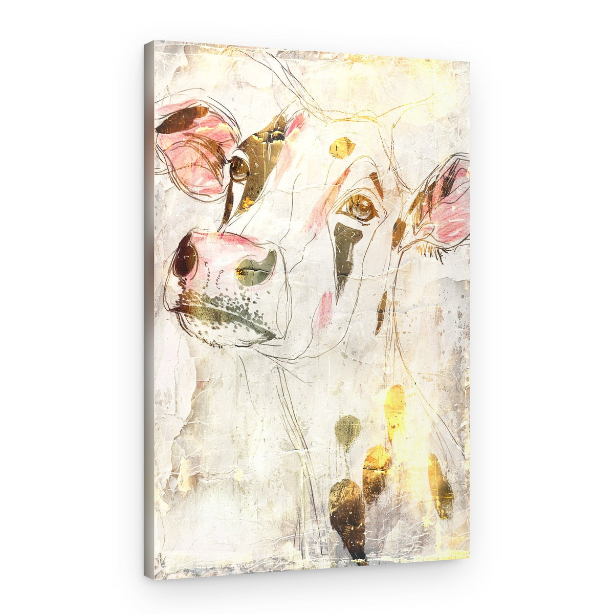 Artistic Golden Cow – Canvas Print