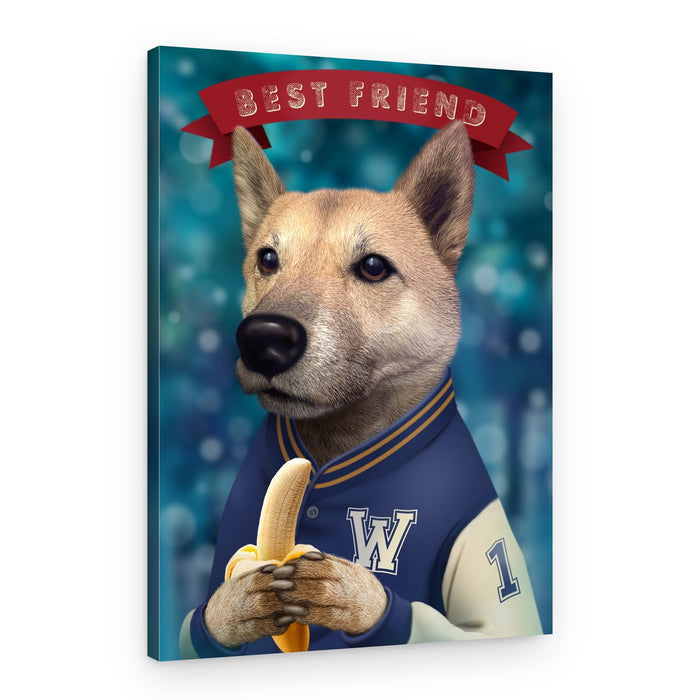 Friendly Shiba With Banana – Canvas Print
