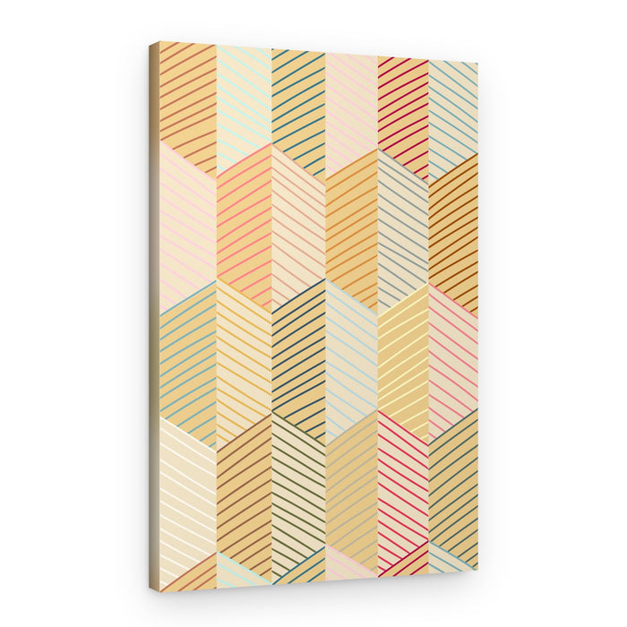 Pastel Striped Cubes – Canvas Print