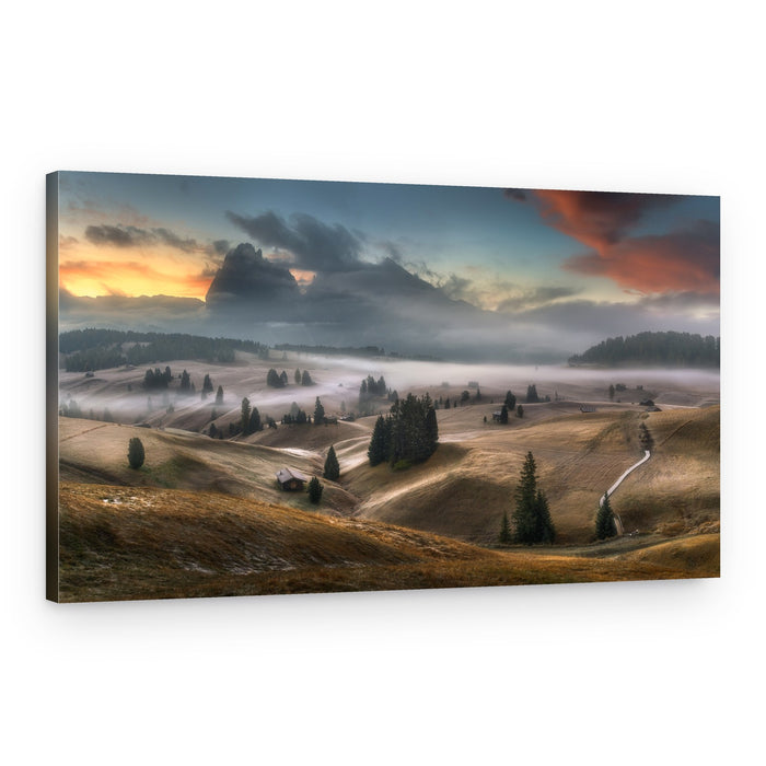 Misty Mountain Valley Dawn – Canvas Print