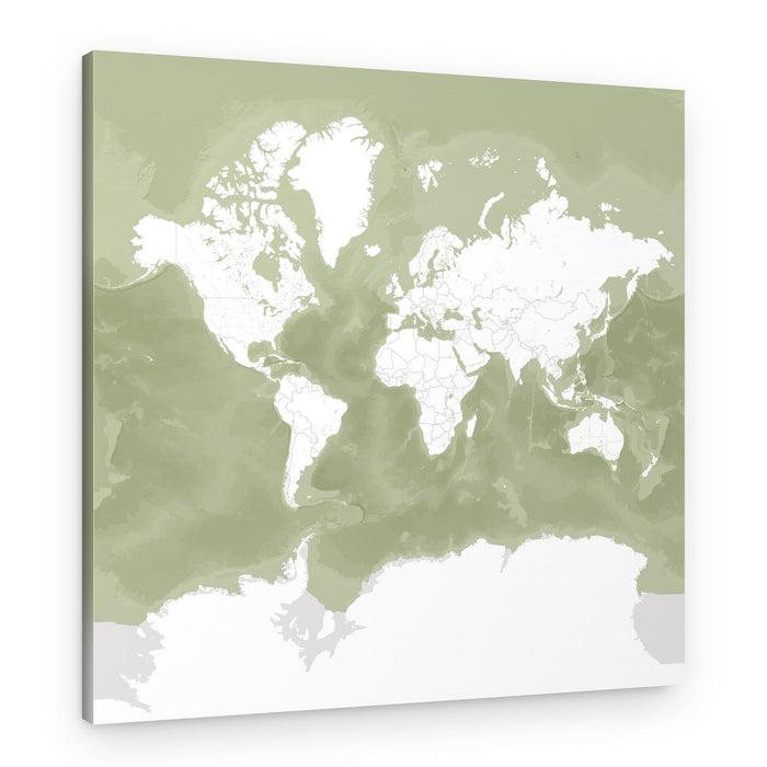 Deep Green World Map – Canvas Print
