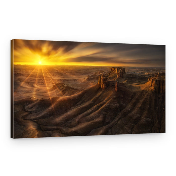 Golden Desert Sun Rays – Canvas Print