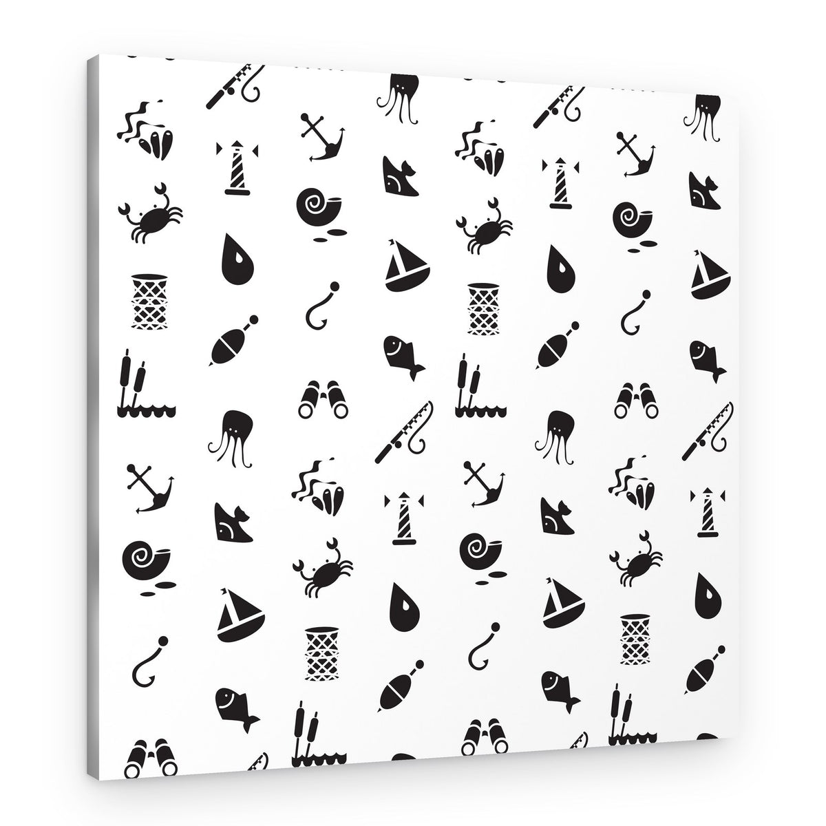Nautical Fishing Pattern – Canvas Print